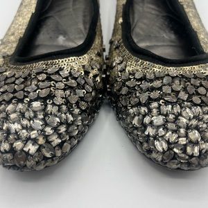 Donald J Pliner Silver Metal Sequin Ballet Flat Italy Size 10M Dressy Flat